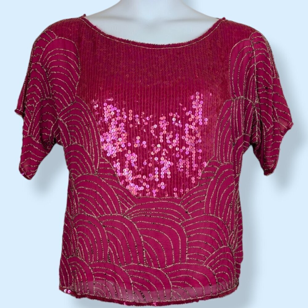 Vintage Le Mieux Silk Sequin Top